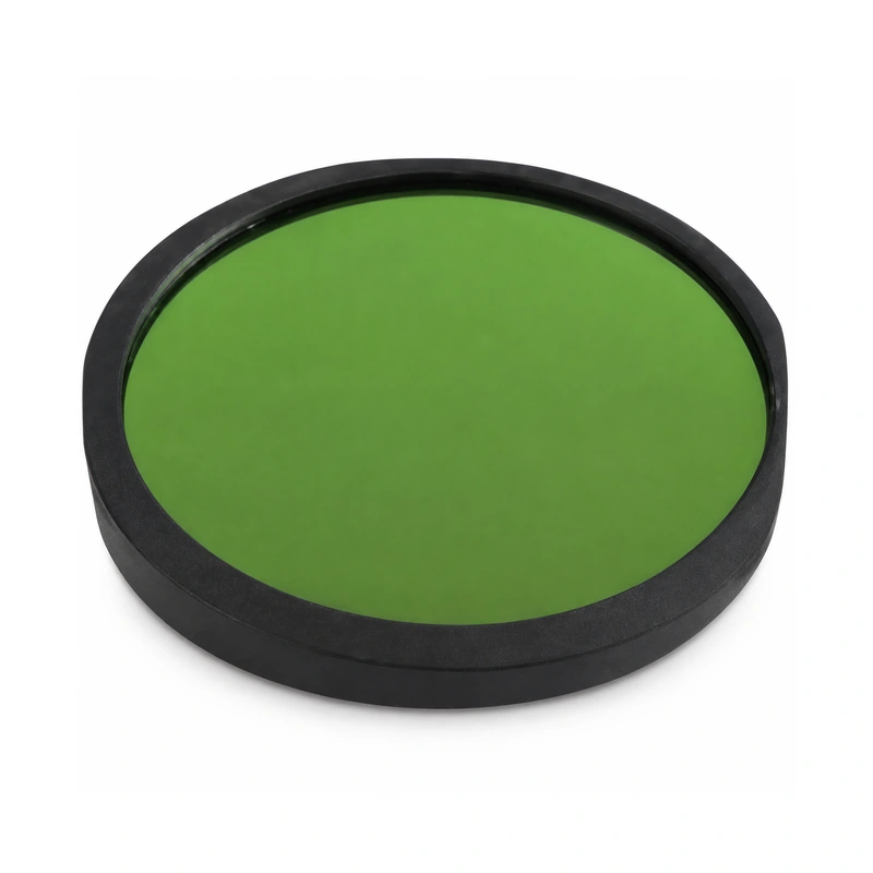 P38 – BPH455-10nm 455 nm Bandpass Filter BPH455-10nm bandpass filter in a black circular mount on a white background