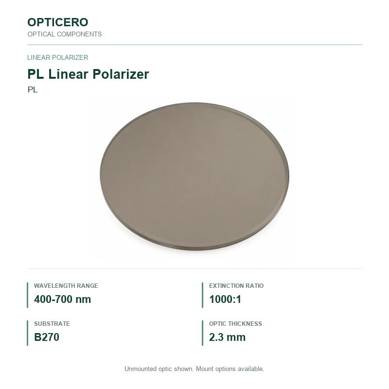 PL information card PL linear polarizer information card with verified English specifications