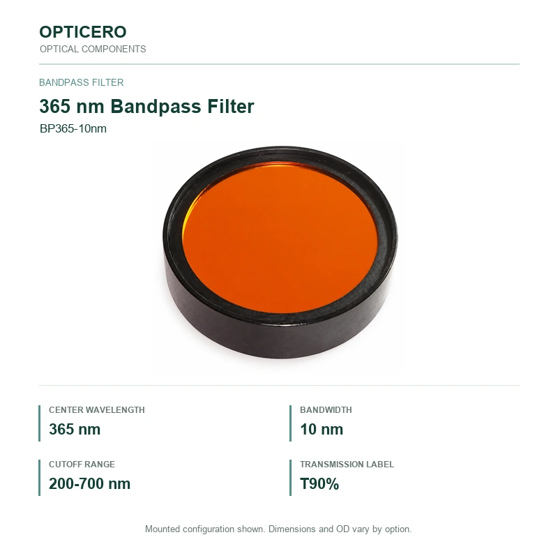 BP365-10nm information card BP365-10nm bandpass filter information card with verified English specifications