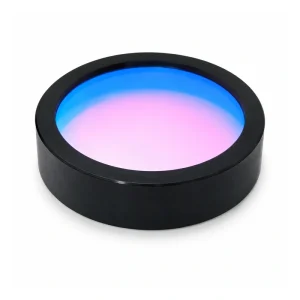 Mounted BPH400-40nm bandpass filter on a white background